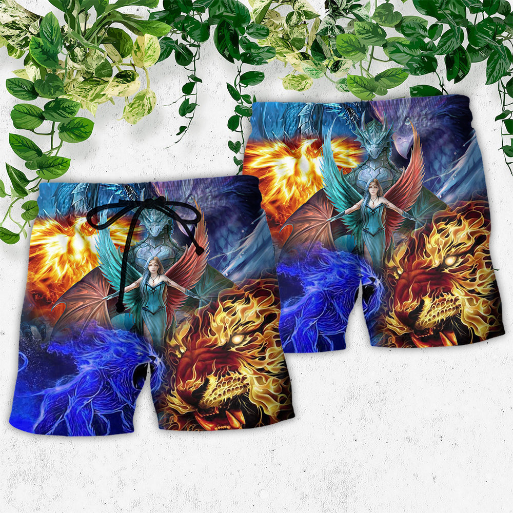 Abstract Dragon Fantasy Question Art – Beach Short