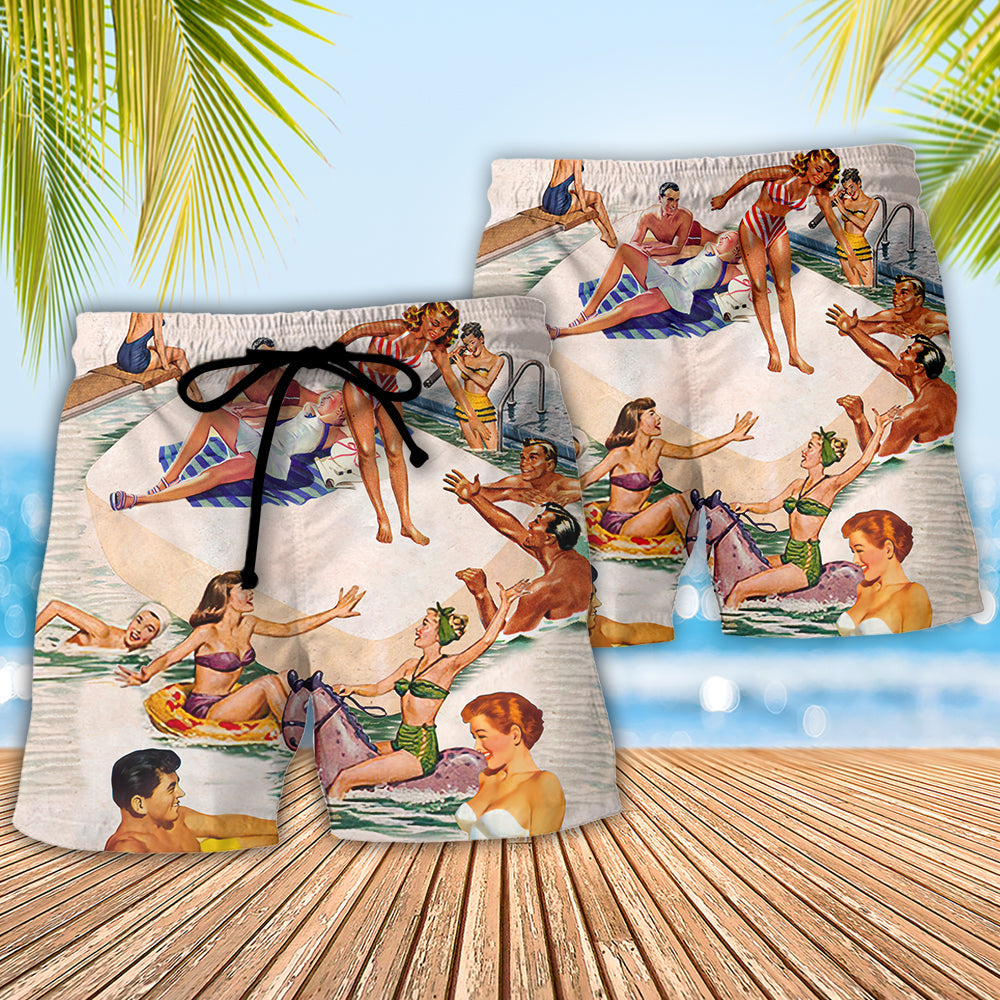 Sunbathing Saved Me Funny Sun Lover Quote - Beach Short