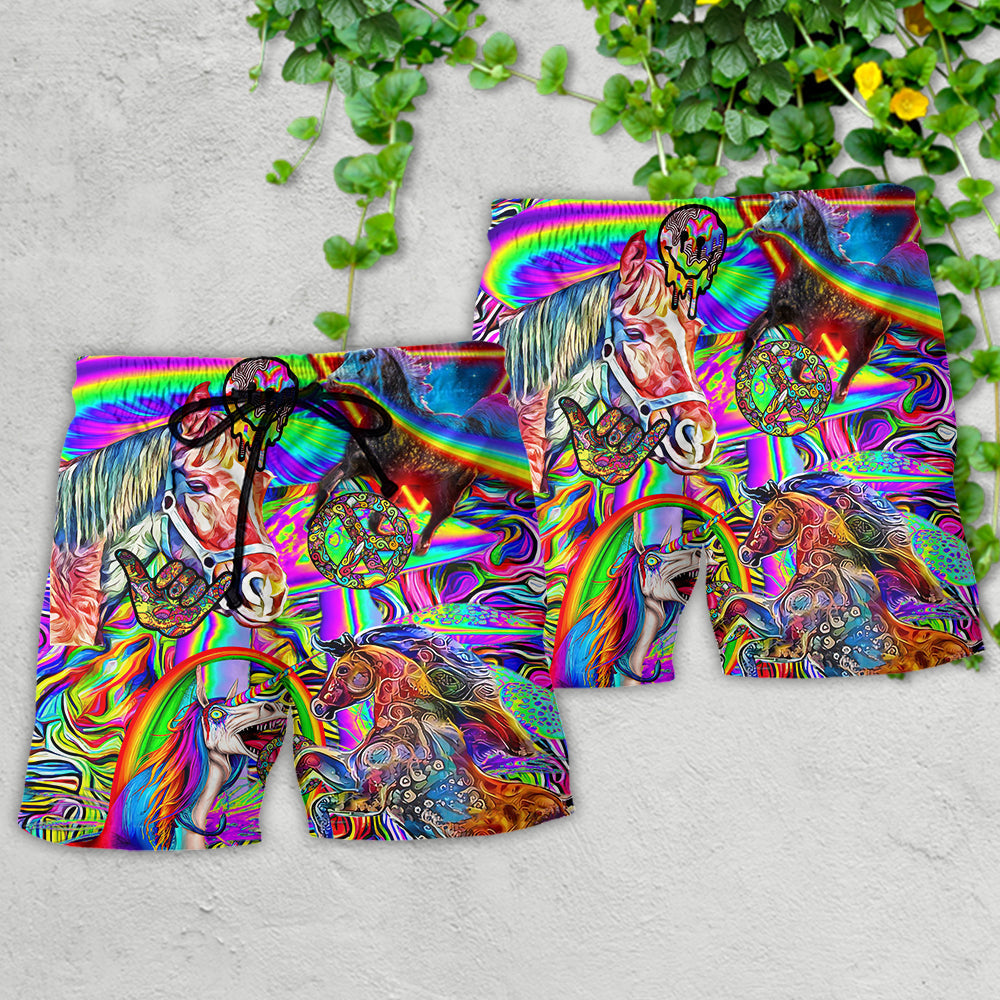 Hippie Horse Running Free Art – Beach Short
