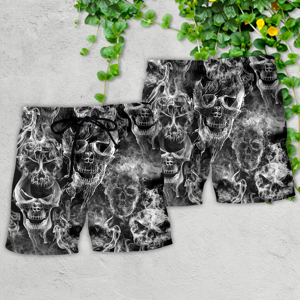 Skull Smoke Dark Life Expression Art – Beach Short
