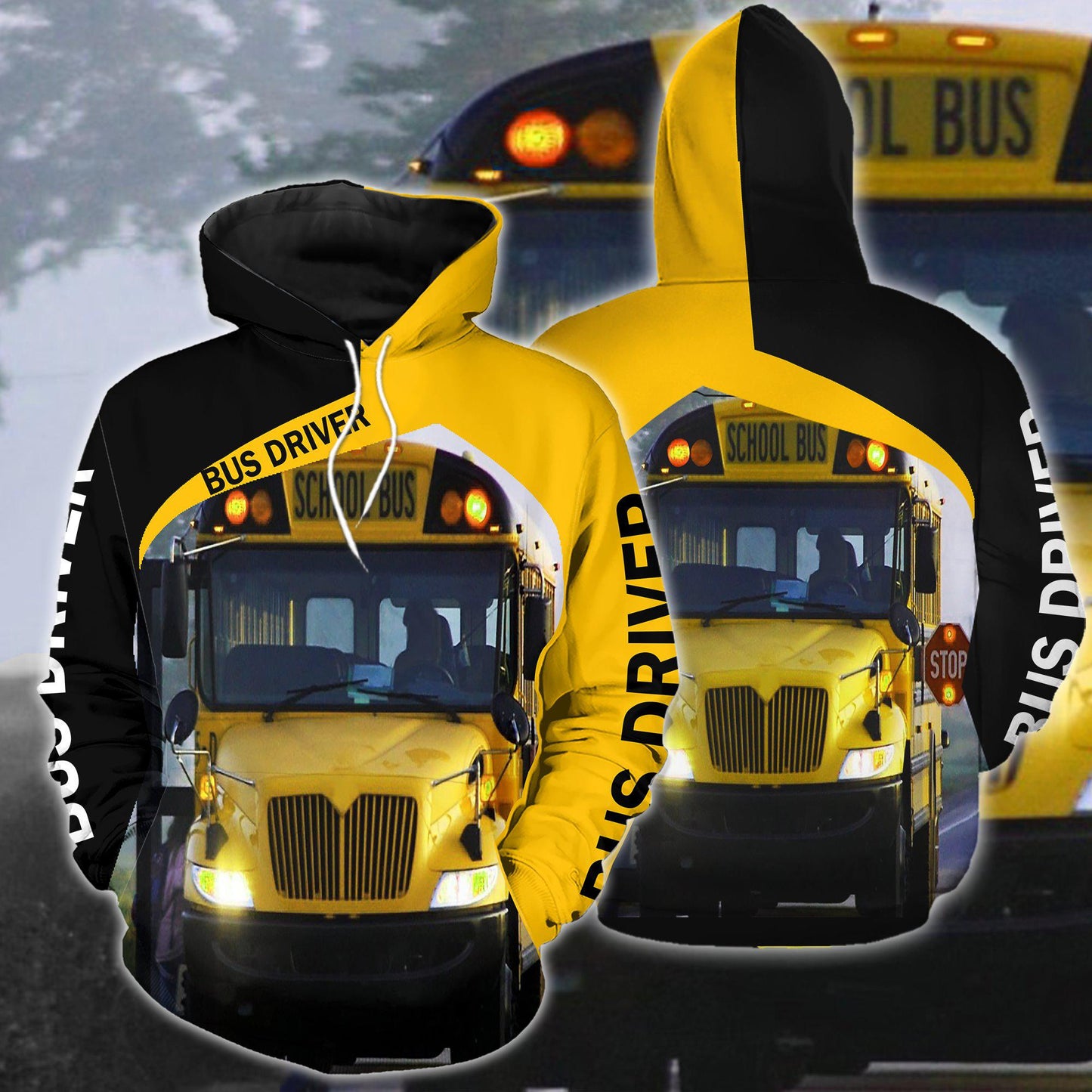 Bus Driver Black And Yellow Art – 3D Hoodie