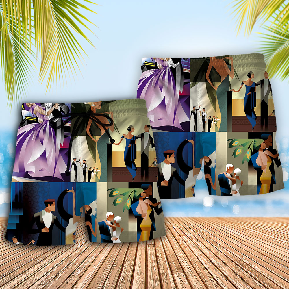 Dance Ballroom Dance Art Style - Beach Short - Owls Matrix LTD