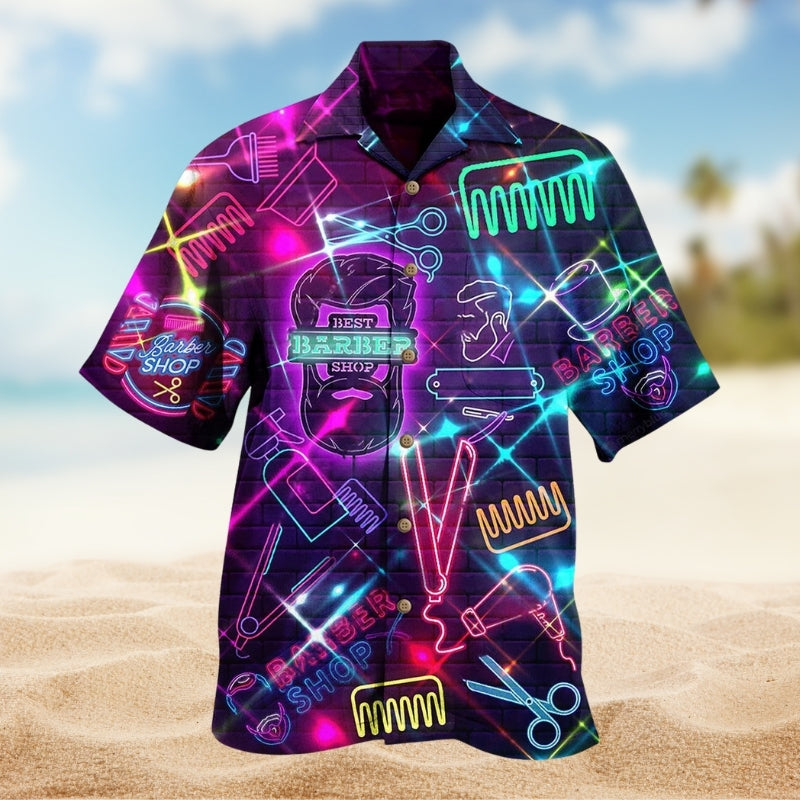 Barber Shop Neon Look Limited Edition – Hawaiian Shirt