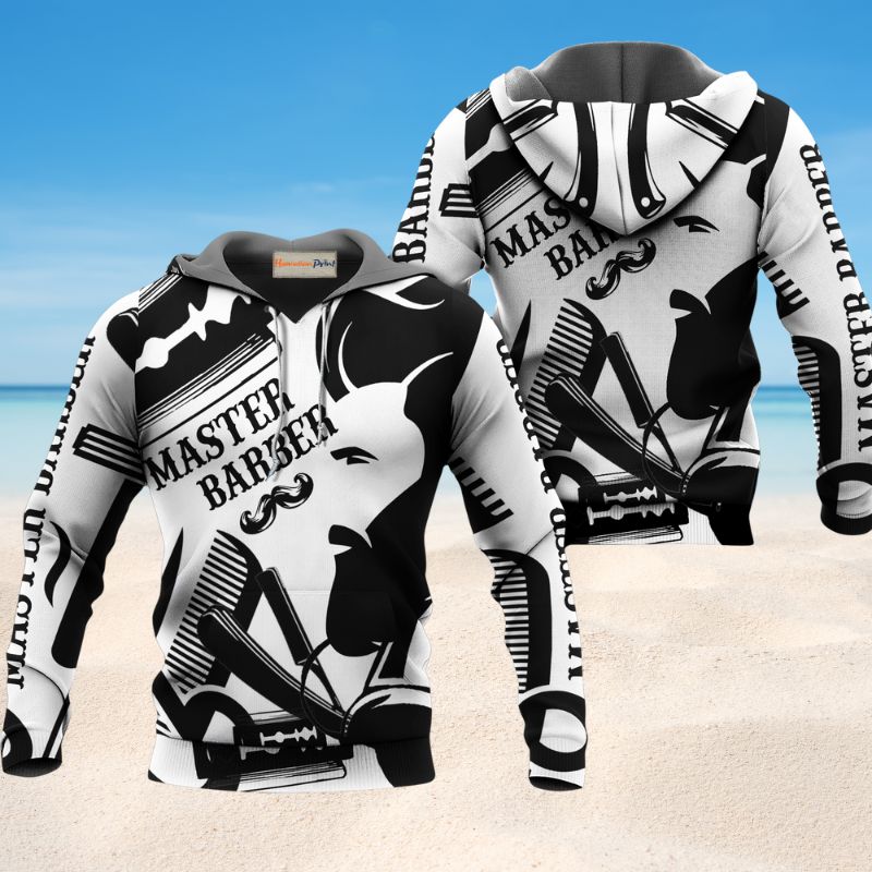Barber Black And White Art – 3D Hoodie