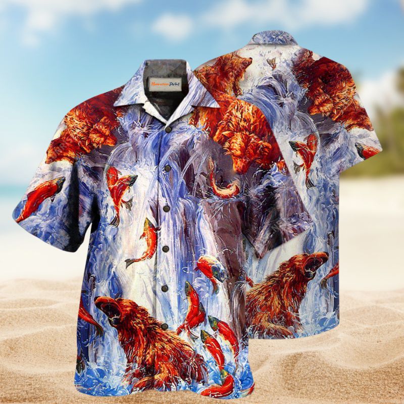 Bear Fighting In Waterfall Edition – Hawaiian Shirt