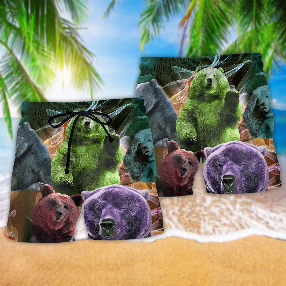 Neon Bear Love Art - Beach Short