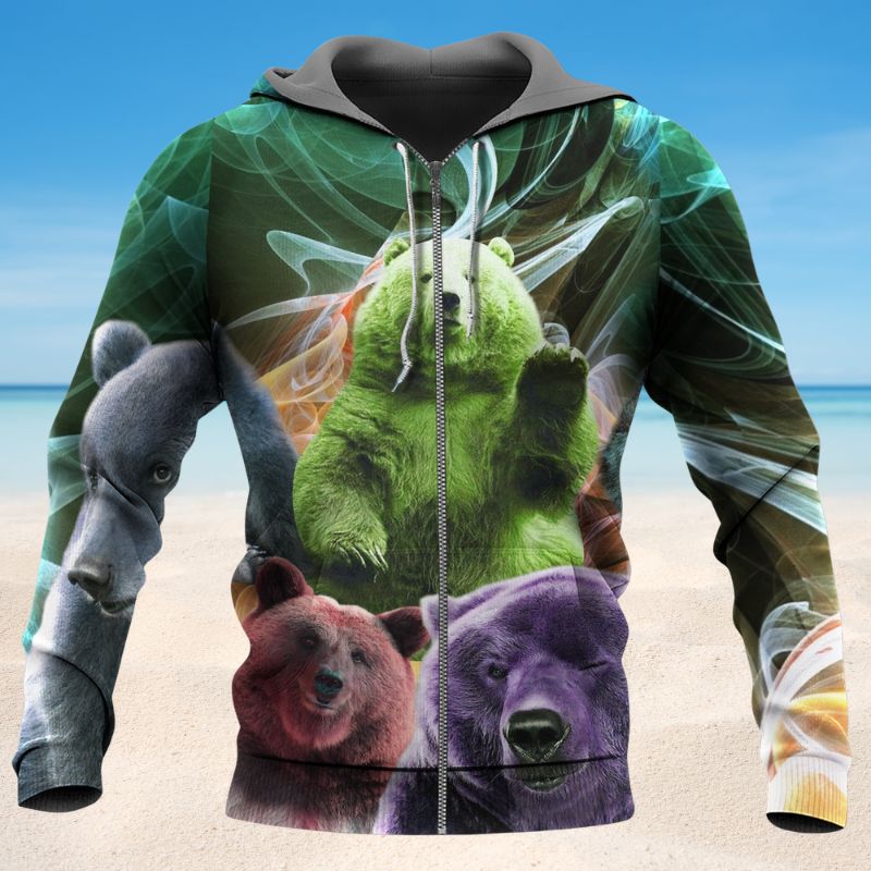 Bear Neon Love Light Art – 3D Hoodie