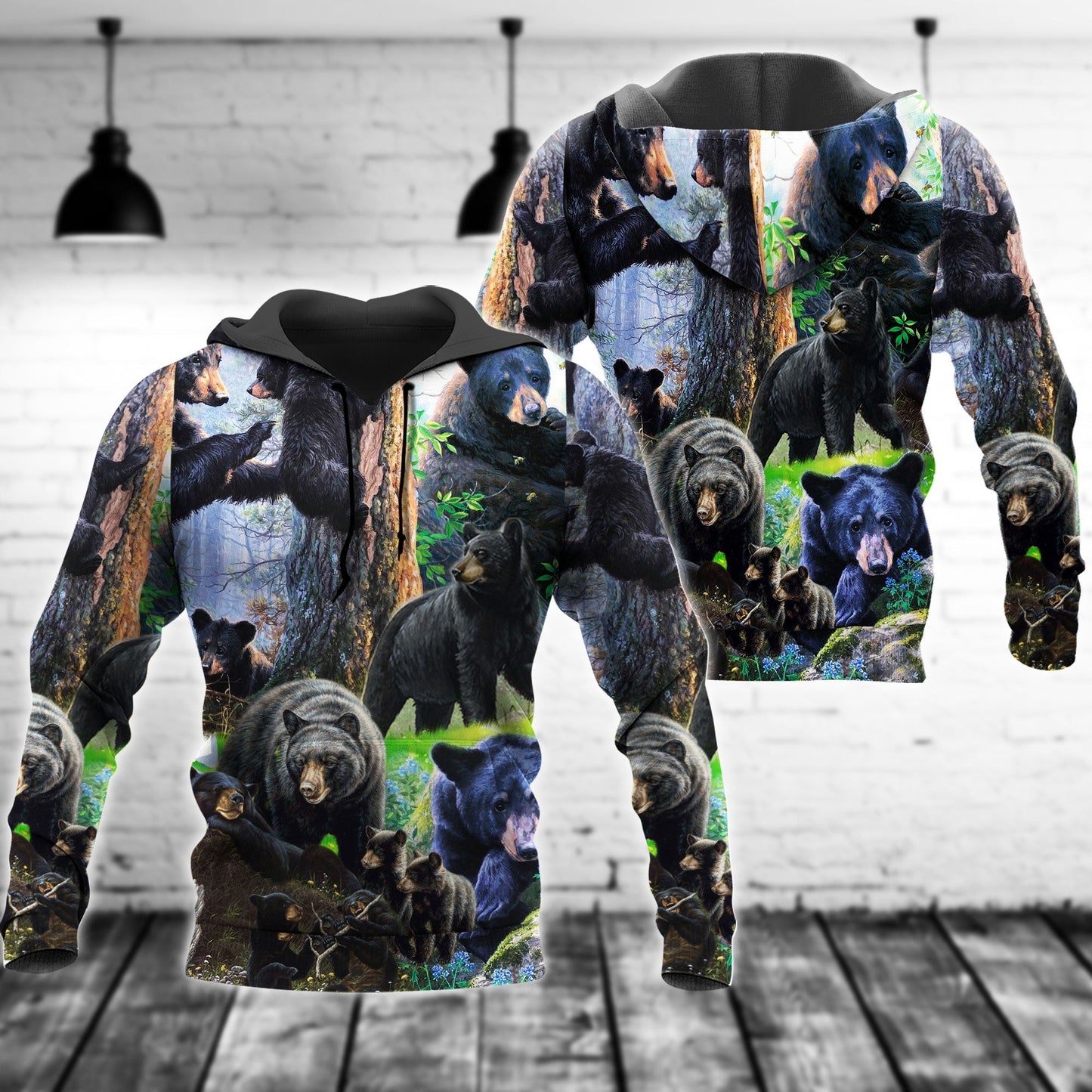 Black Bear Family Spring - 3D Hoodie