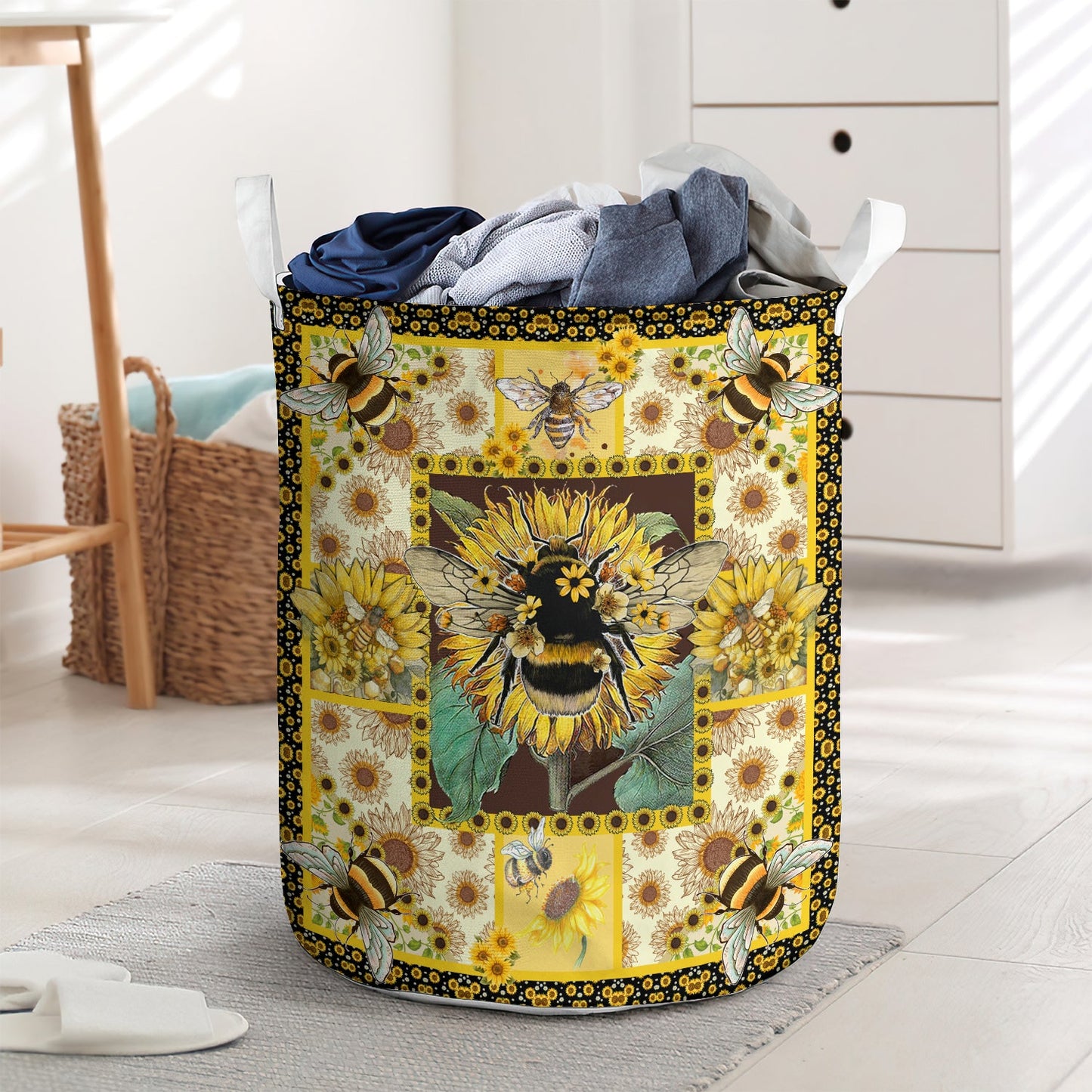 Beautiful yellow bee - Laundry basket - LAUB05LIN240222-Owls Matrix