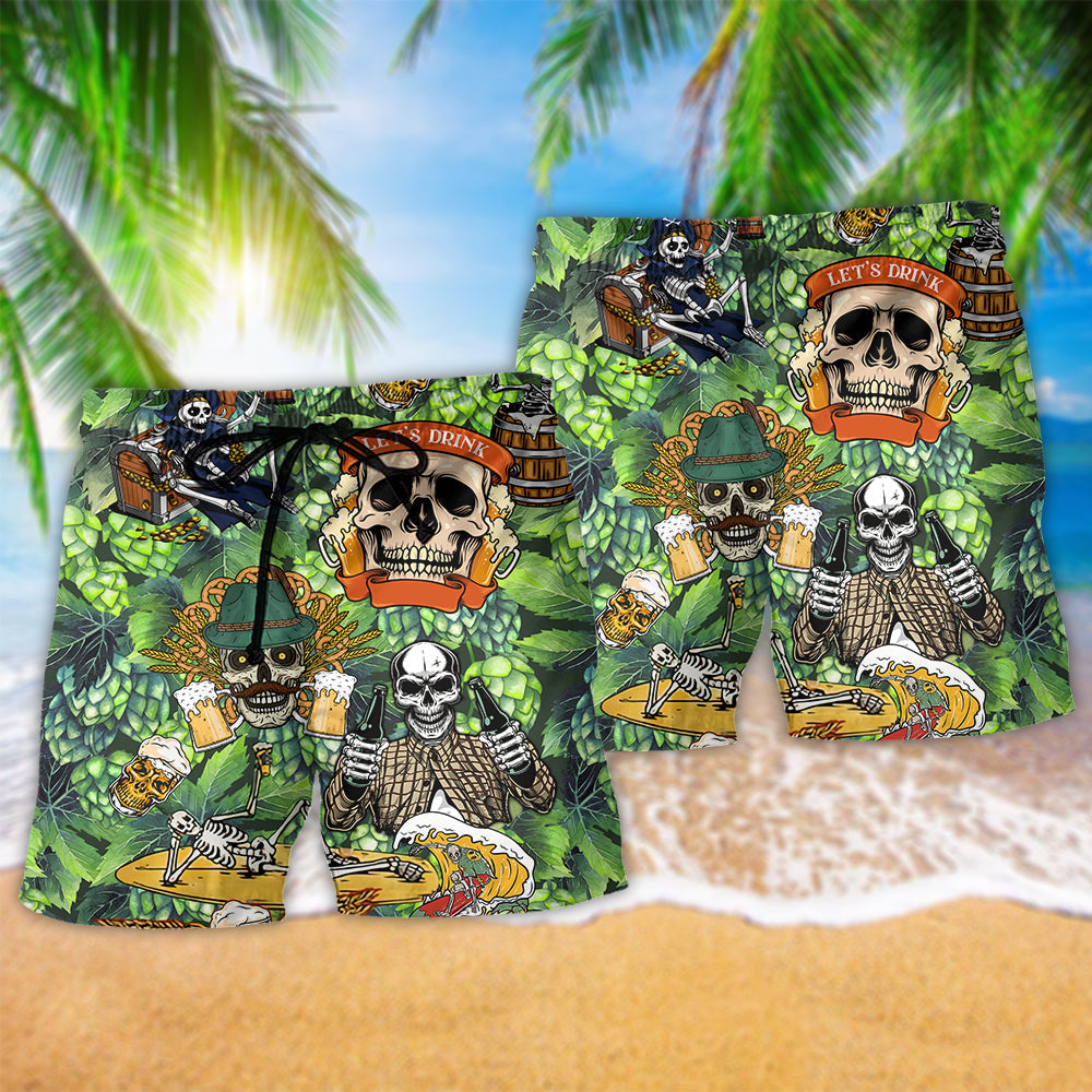 Beer Time Skull Art – Beach Short