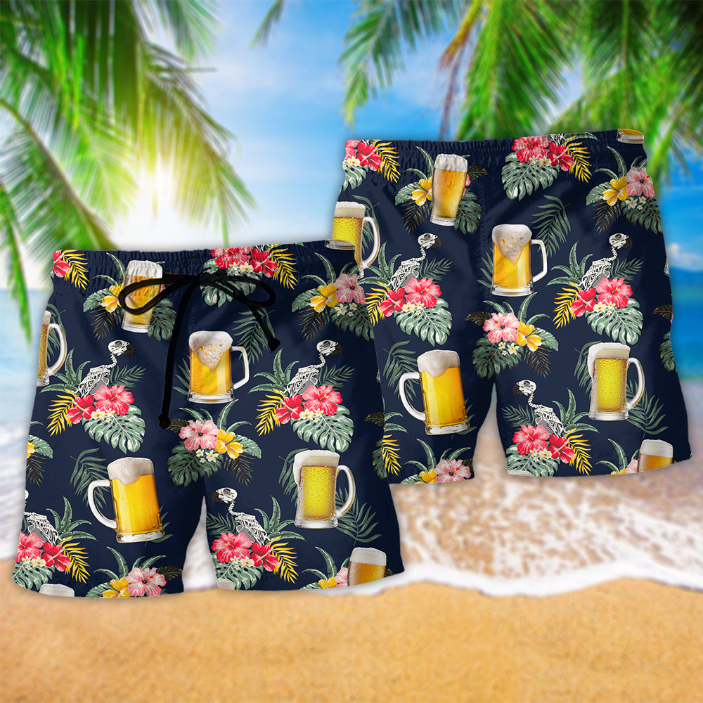 Beer For Happy Life Tropical Floral – Beach Short