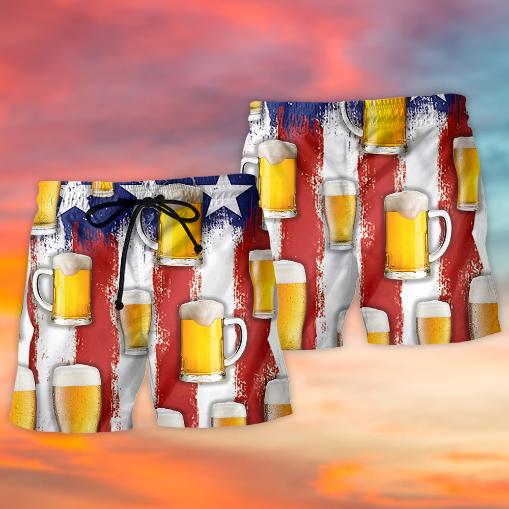 Independence Day Beer Celebration Art – Beach Short