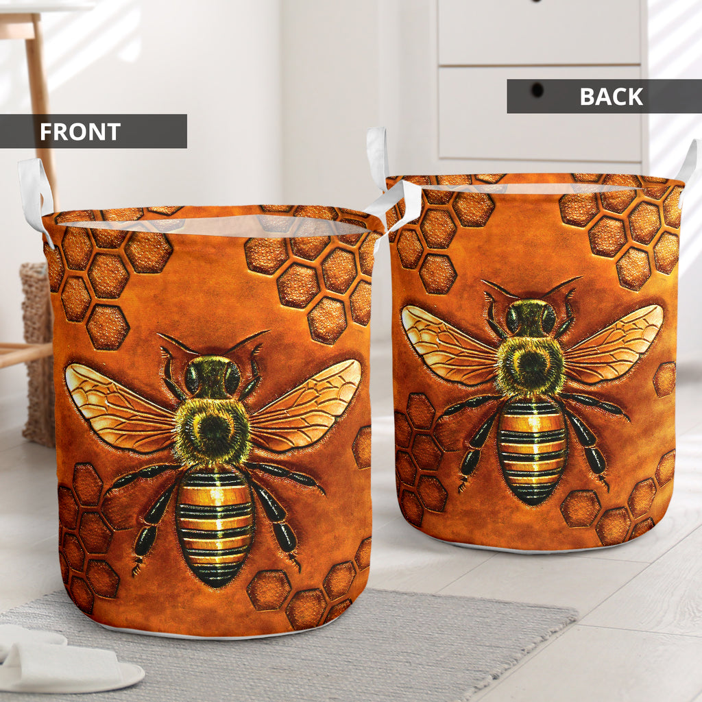 Bee Yourself Sky Orange - Laundry Basket - Owls Matrix LTD