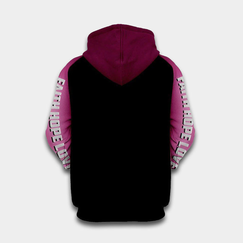 Believe Pink Ribbon Flower Art – 3D Hoodie