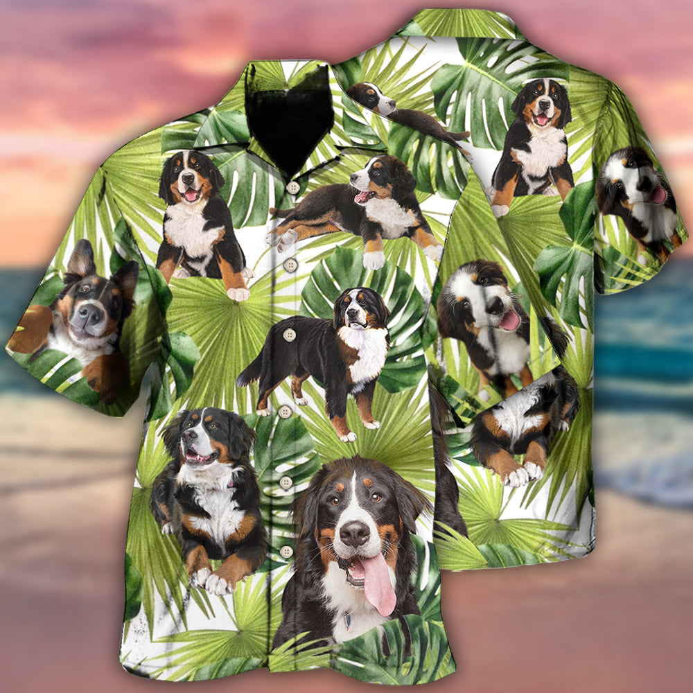 Hawaiian Shirt / Adults / S Bernese mountain tropical leaf dog lover - Hawaiian shirt - HAWS04NDN280322 - Owls Matrix LTD