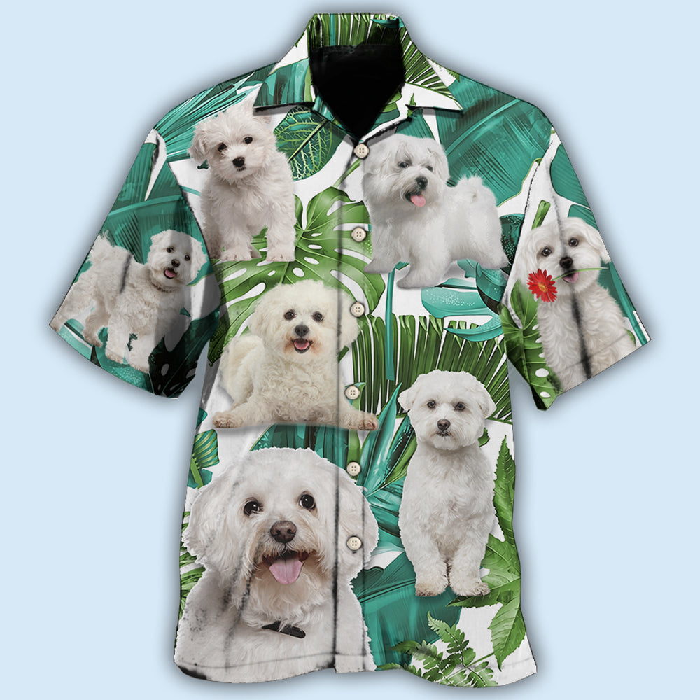 Bichon Frise Dog Tropical Leaf Style – Hawaiian Shirt