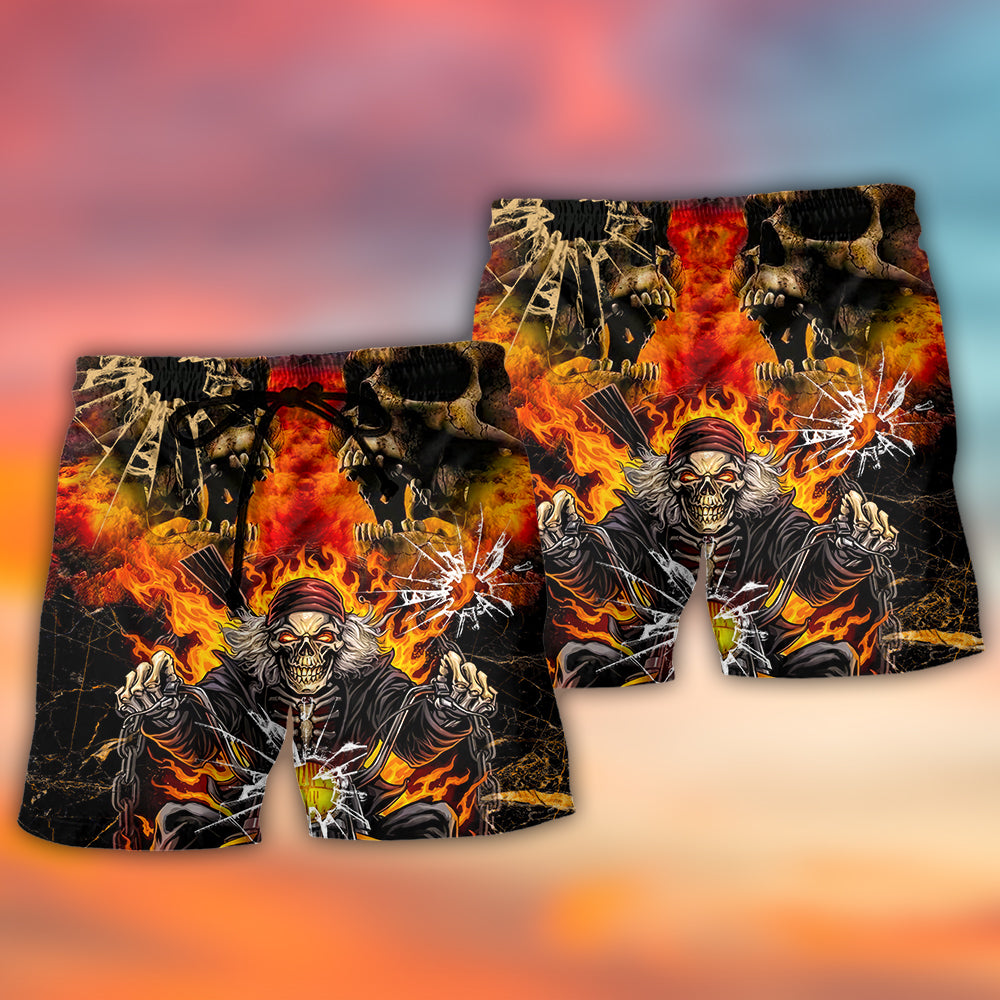 Biker Skull Bold Style Art – Beach Short