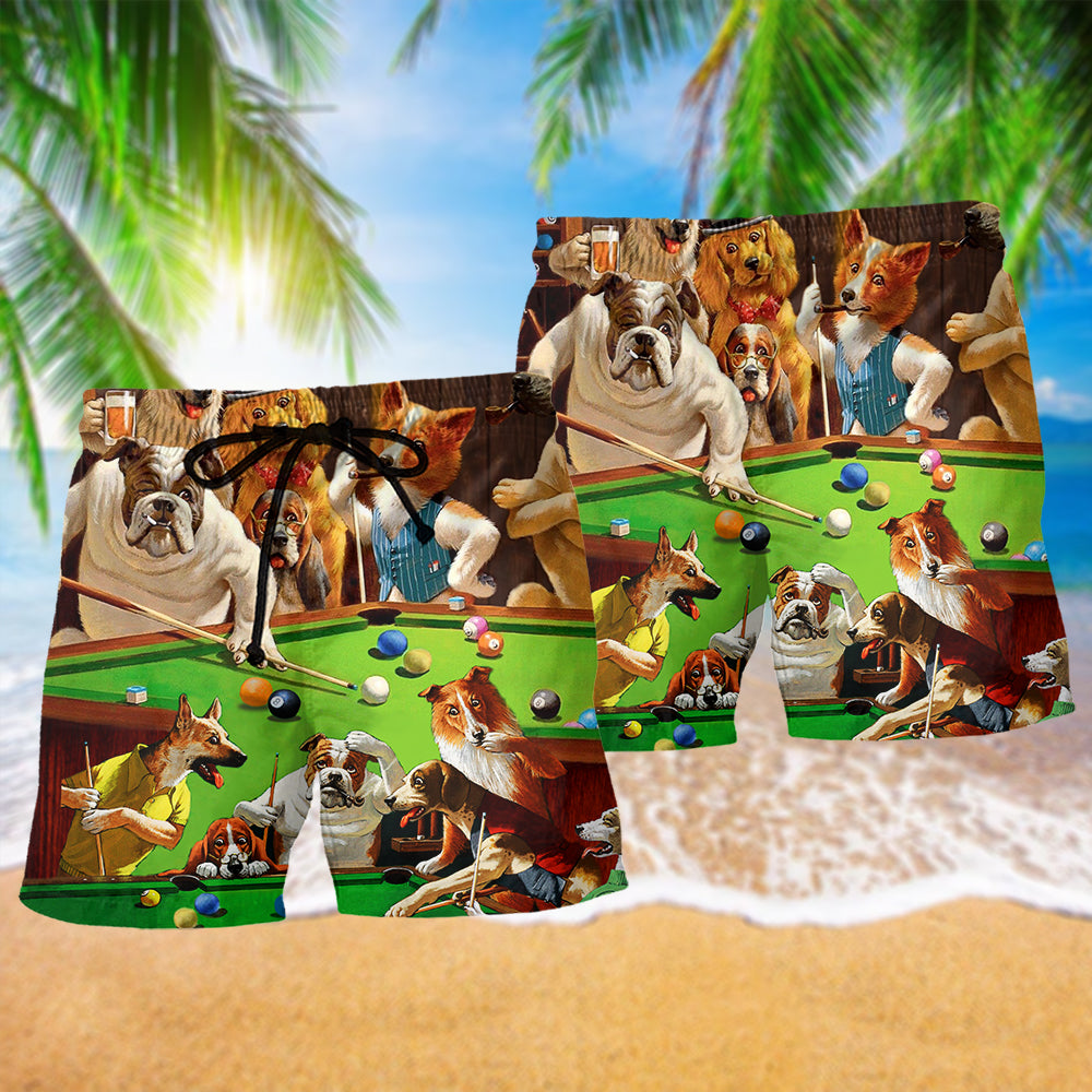 Billiard Dogs Playing Pool – Beach Short