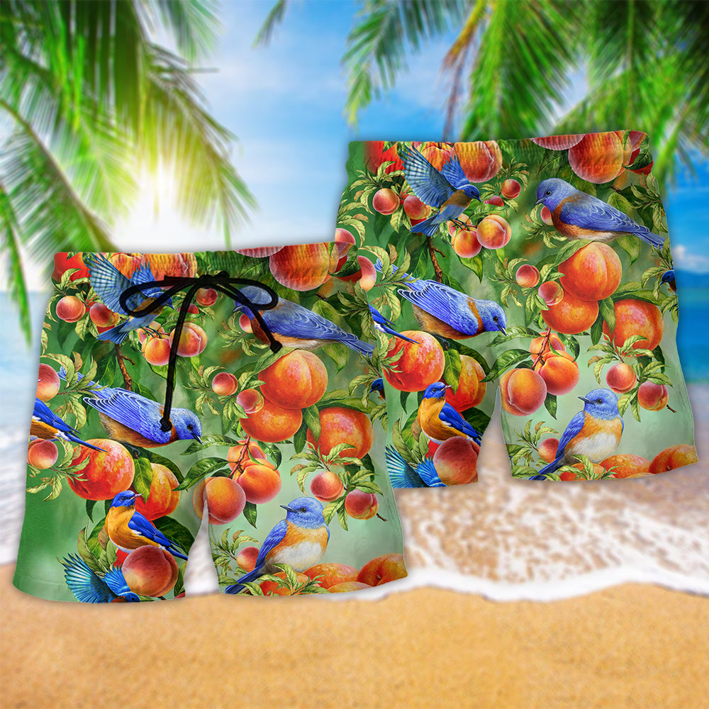 Peach Blue Bird Minimal Art Style – Beach Short