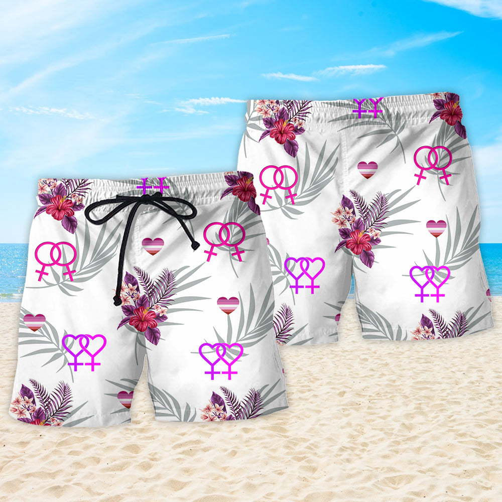 LGBT Bisexual Pride Tropical Leaf Style - Beach Short