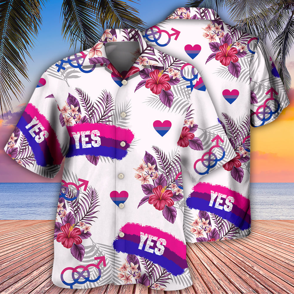 LGBT Bisexual Pride Tropical Leaf Affirmation – Hawaiian Shirt