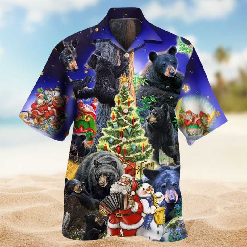 Black Bear Family Into Spring Christmas – Hawaiian Shirt