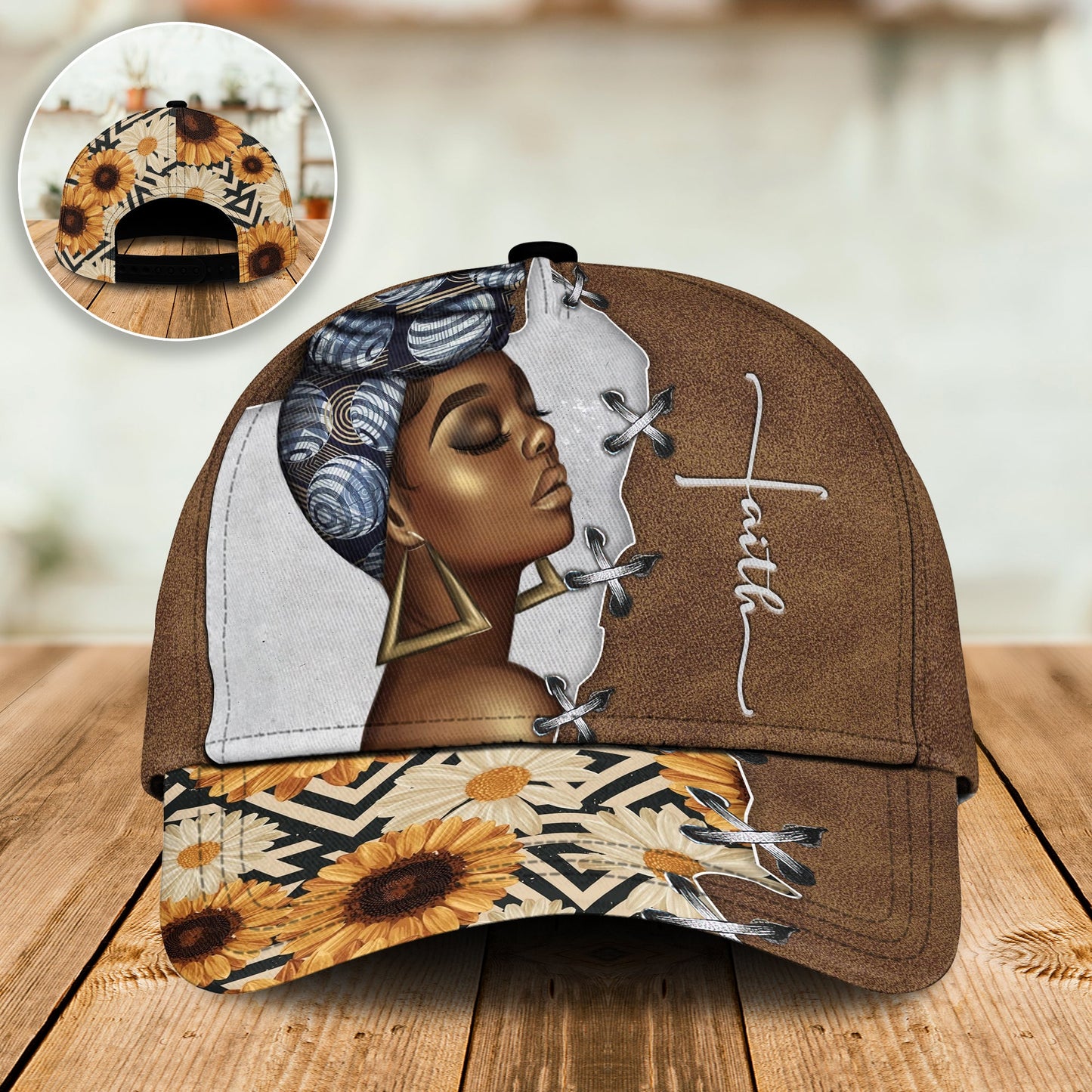 Black Woman Faith Sunflower Style – Classic Cap