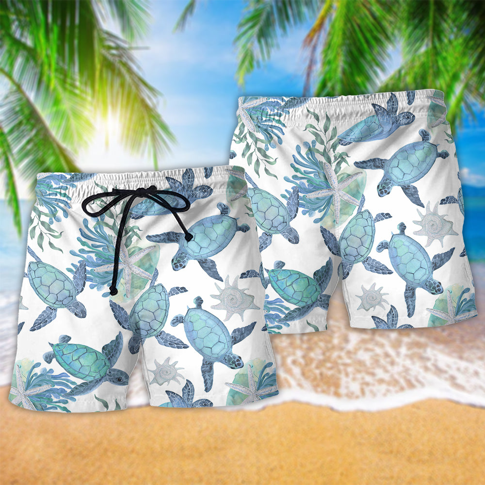 Blue Turtle Simple Ocean Art – Beach Short