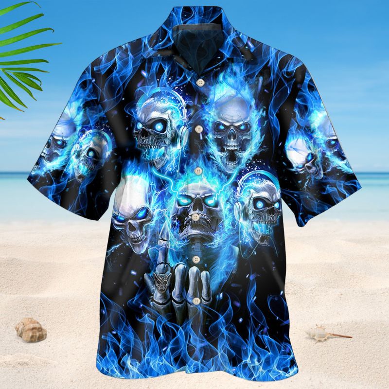 Blue Skull Angry Style – Hawaiian Shirt