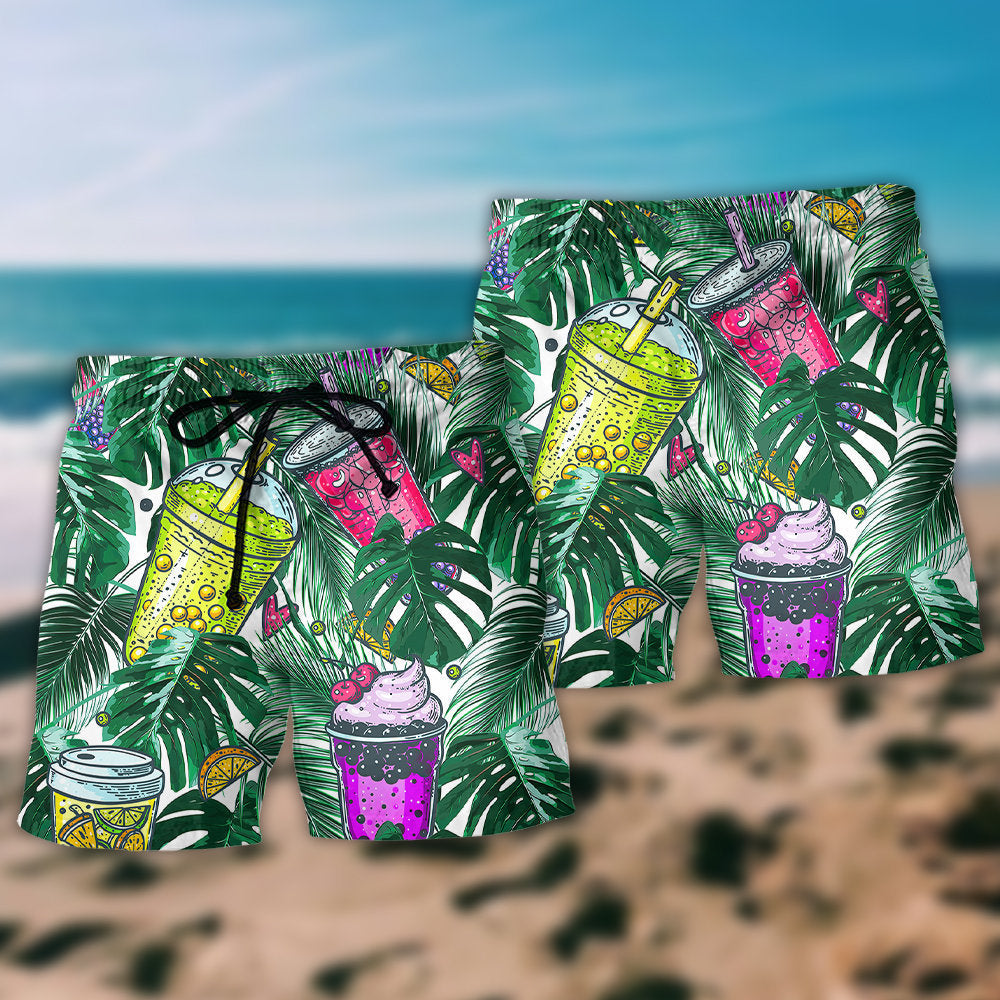 Boba Tea Tropical Leaf – Beach Short