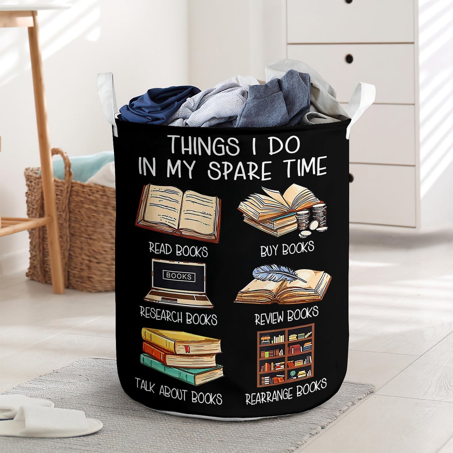 Book Lover things i do in my spare time - Laundry basket - LAUB03TNH260222 - Owls Matrix LTD