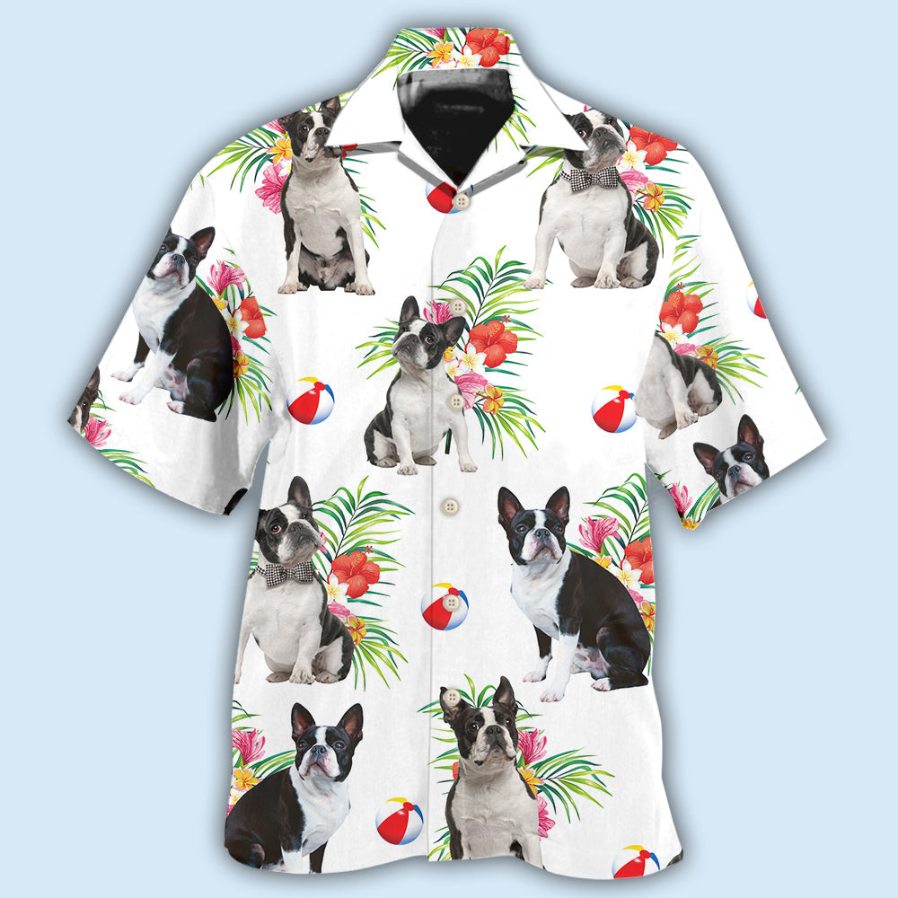 Boston Terrier Tropical Floral Style – Hawaiian Shirt
