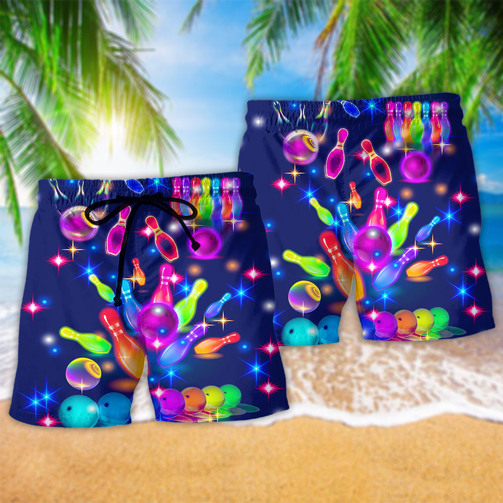 Bowling Rainbow Neon Art Style – Beach Short