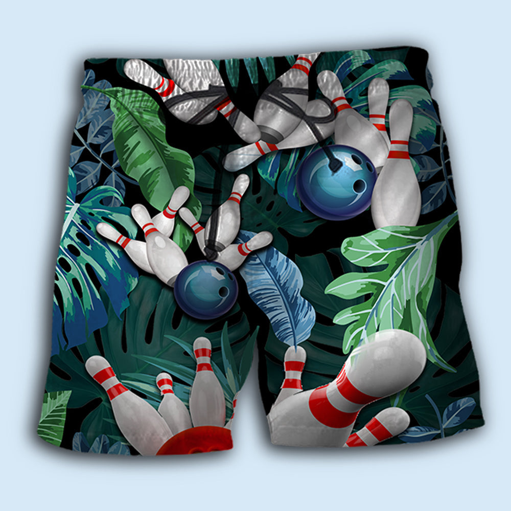 Bowling Tropical Leaf Fan Style – Beach Short