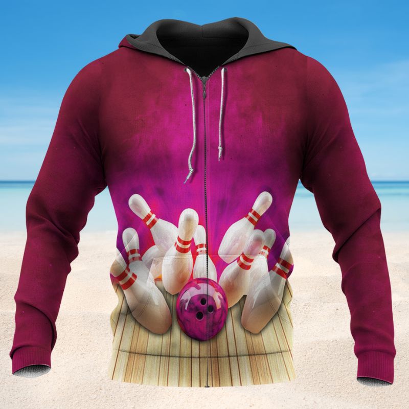 Bowling Dark Pink Style - 3D Hoodie2