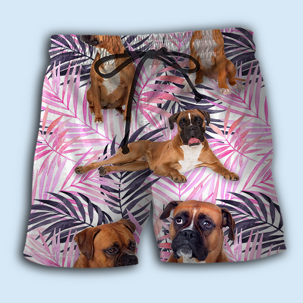 Boxer Dog Tropical Leaf Style – Beach Short