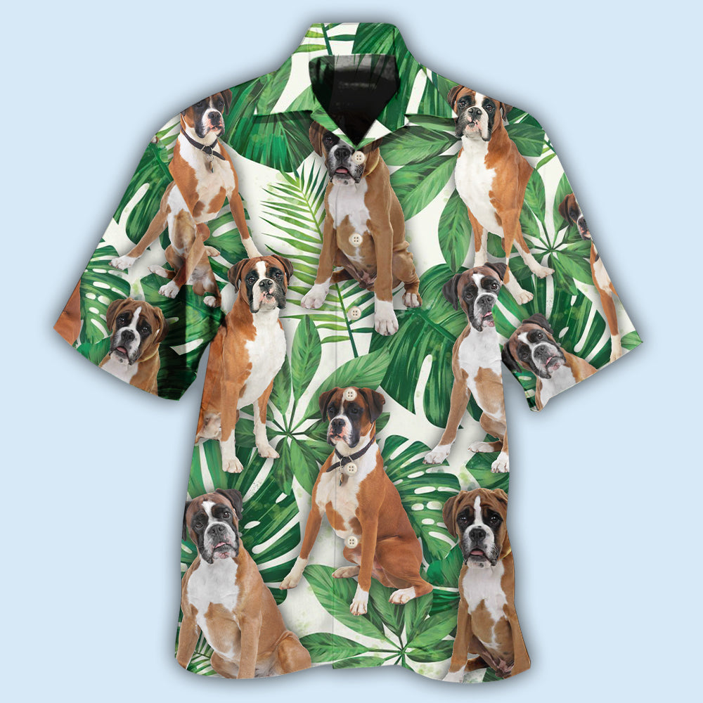 Boxer Dog Tropical Leaf Pattern – Hawaiian Shirt