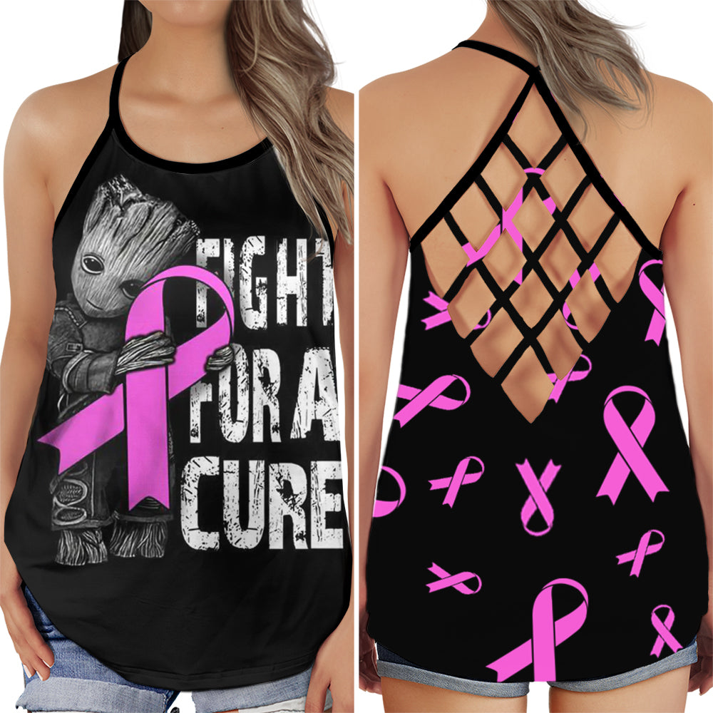 Breast Cancer Awareness Cure Quote Collection – Hollow Tank Top