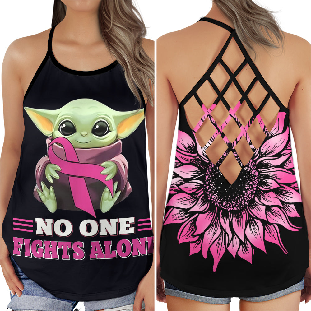 Breast Cancer Awareness No One Fights Alone Support Art - Hollow Tank Top
