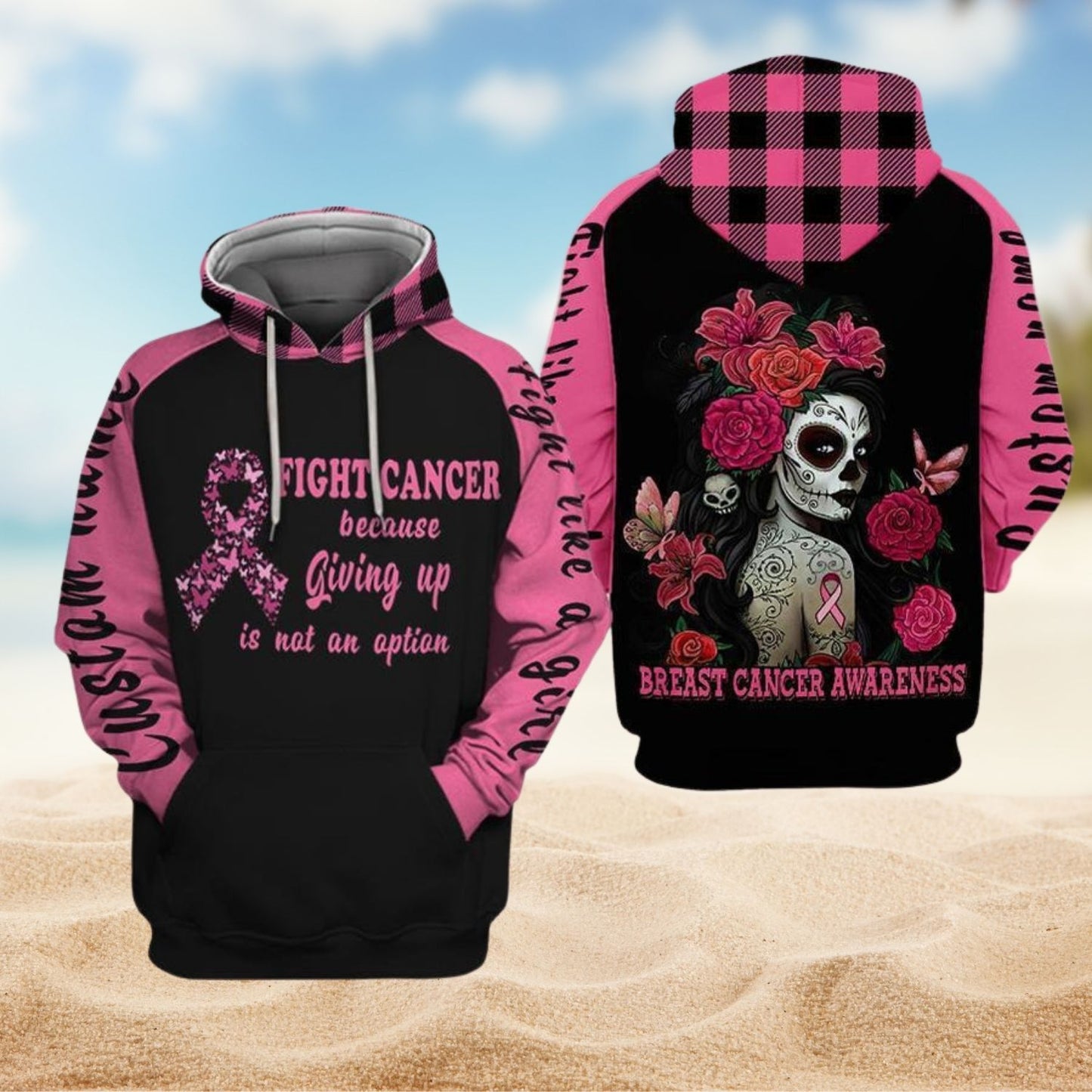Breast Cancer Never Give Up Personalized - 3D Hoodie