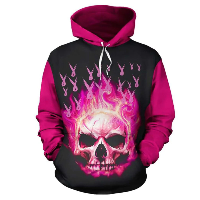 Breast Cancer Skull Awareness Art – 3D Hoodie