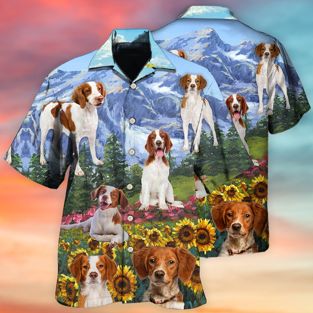 Brittany Spaniel Scenic Landscape Art – Hawaiian Shirt