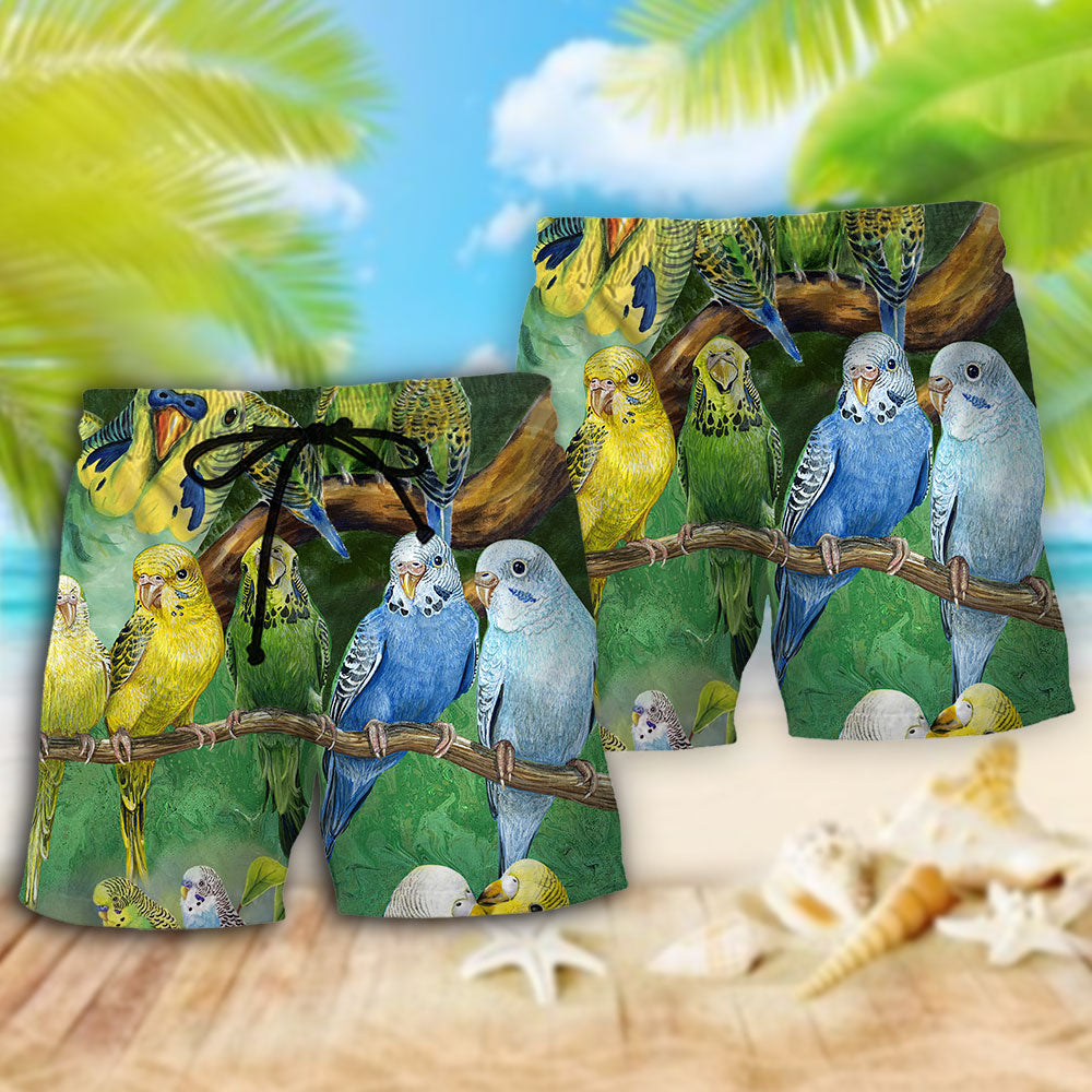 Lovely Budgie Parrot Art – Beach Short