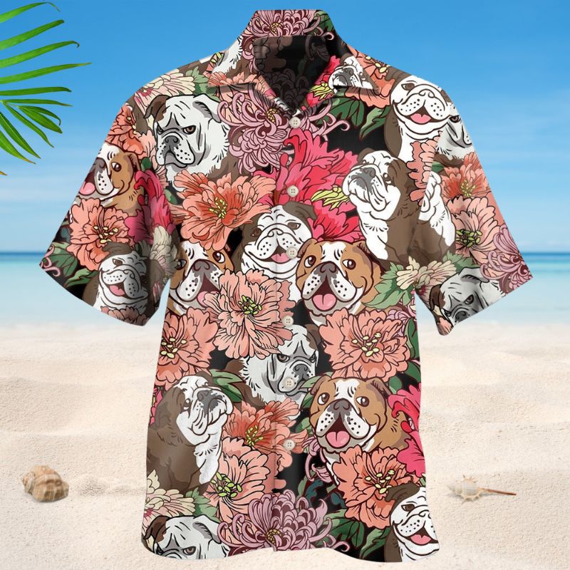 Bulldog And Flowers Style – Hawaiian Shirt