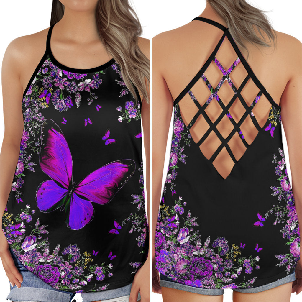 Purple Butterfly Beautiful Everyday – Hollow Tank Top