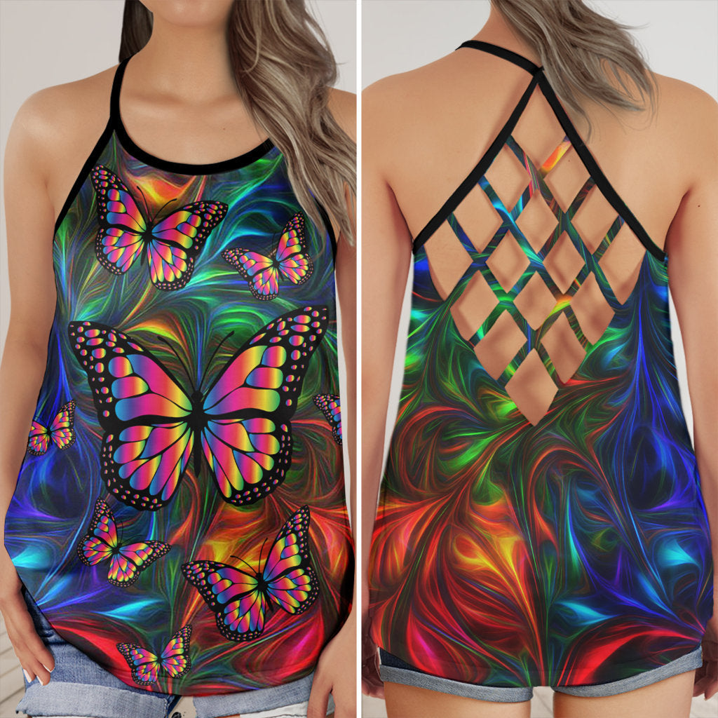 Colorful Butterfly Beautiful Everyday Gift For Women – Hollow Tank Top