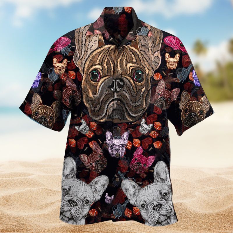 Dog Bulldog Embroidery Edition – Hawaiian Shirt