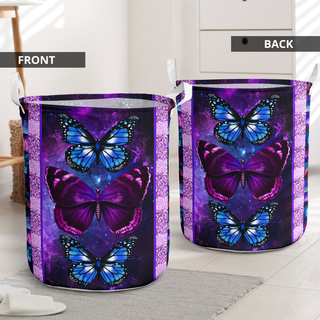 Butterfly Galaxy Purple Style - Laundry Basket - Owls Matrix LTD