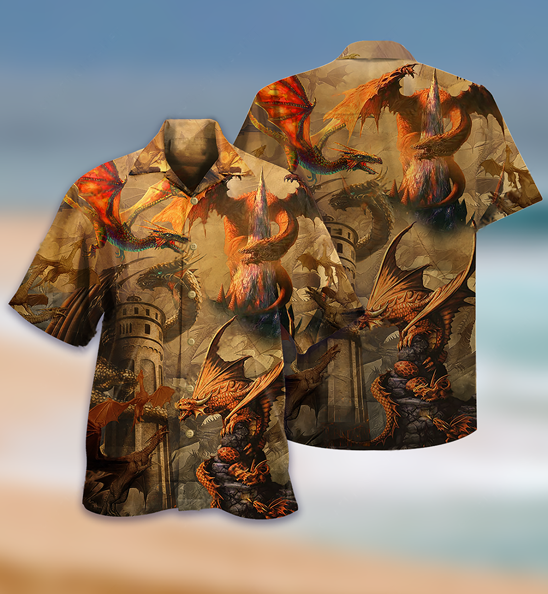 Dragon Love Castle Romantic Life Design - Hawaiian Shirt