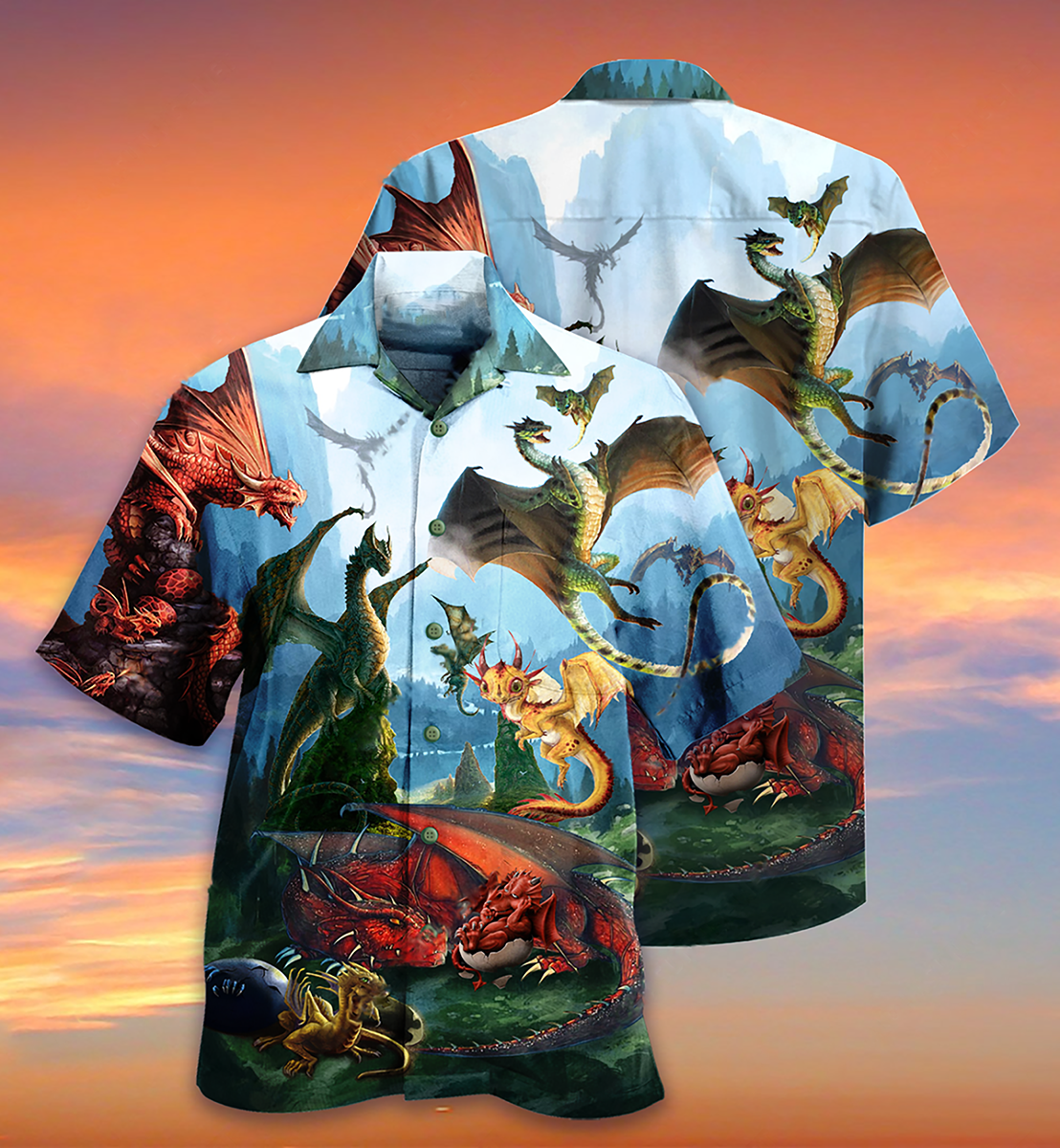 Dragon In The Forest Love Life Vintage Style - Hawaiian Shirt